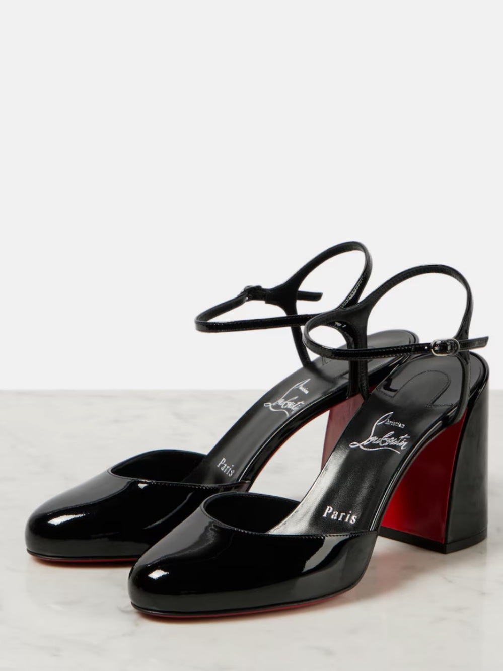 Christian Louboutin Jane 85 Black Patent Leather Mary Jane Pumps